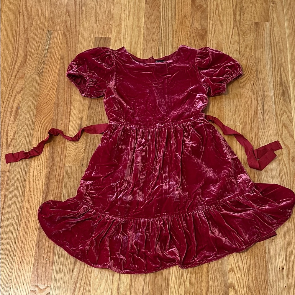 Crewcuts Velvet Dress in Rich Red